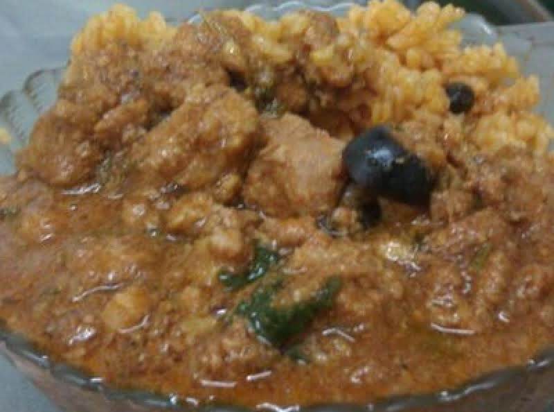 Pasteles Guisados: Pastele Stew Over Gandules (pigeon Peas) Rice. 