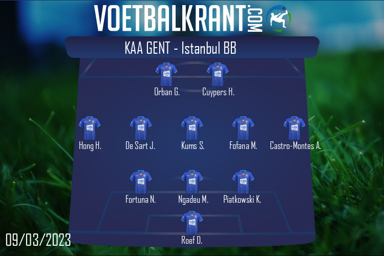 Opstelling KAA Gent | KAA Gent - Istanbul BB (09/03/2023)