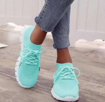 Chaussures décontractées pour femmes respirantes en tricot volanté baskets plates confortables pour le sport marche et quotidien légères