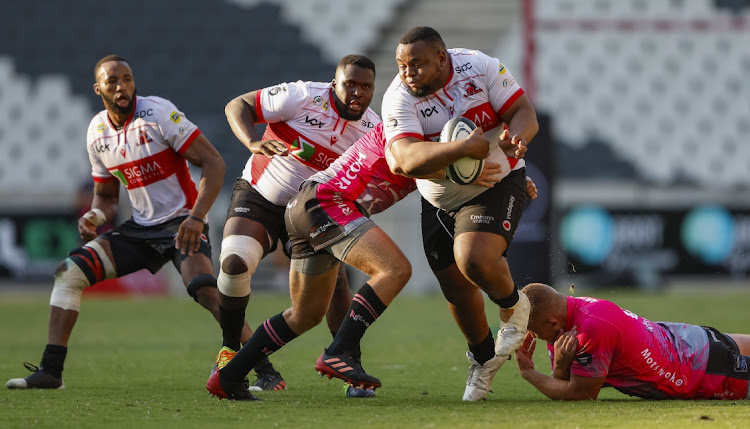 Asenathi Ntlabakanye of the Sigma Lions during the Carling Currie Cup match between Airlink Pumas and Sigma Lions at Mbombela Stadium.