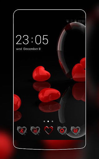 Romantic Hearts Theme Red Color Black heart Love