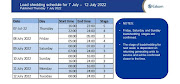 Stage 4 load-shedding will be implemented throughout Friday, reducing to
lower stages over the weekend.