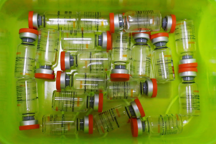 Bottles of the Sinovac vaccine are seen at a hospital, in Indonesia.