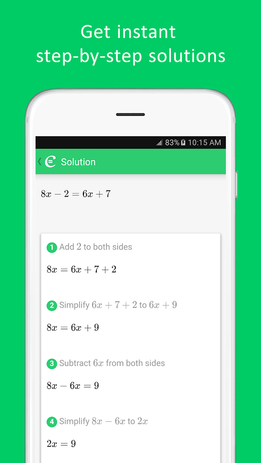 math problem solver screenshot