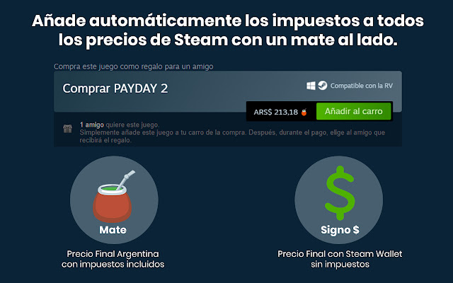 Steamcito: Steam con impuestos Argentina 2022 chrome extension