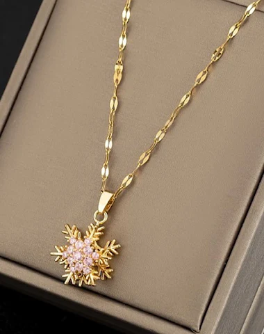 Collier Pendentif Tournant Flocon d - 1