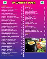 99Verity Dosa menu 1