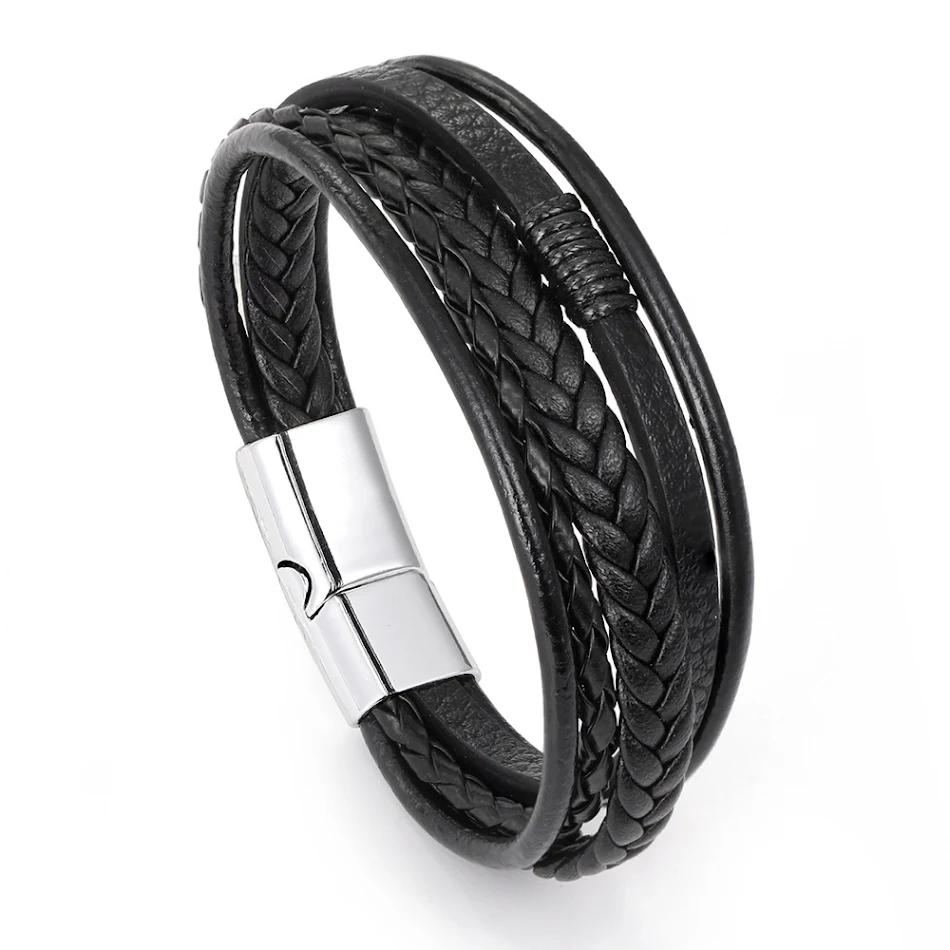 Heren persoonlijkheid mode meerlaagse geweven leren armband. Een stijlvol accessoire om je persoonlijke stijl te accentueren. Perfect voor mannen.
