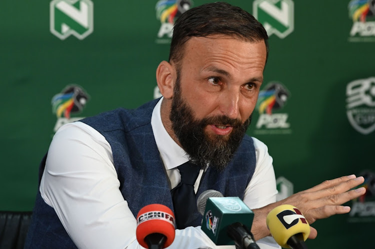 TS Galaxy coach Sead Ramović during a press conference at the Premier Soccer League headquarters in Parktown, Johannesburg, on Thursday.