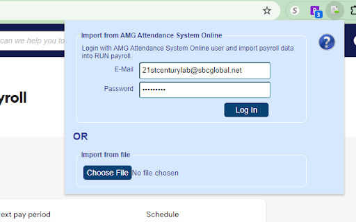 RUN payroll import from AMG Attendance System