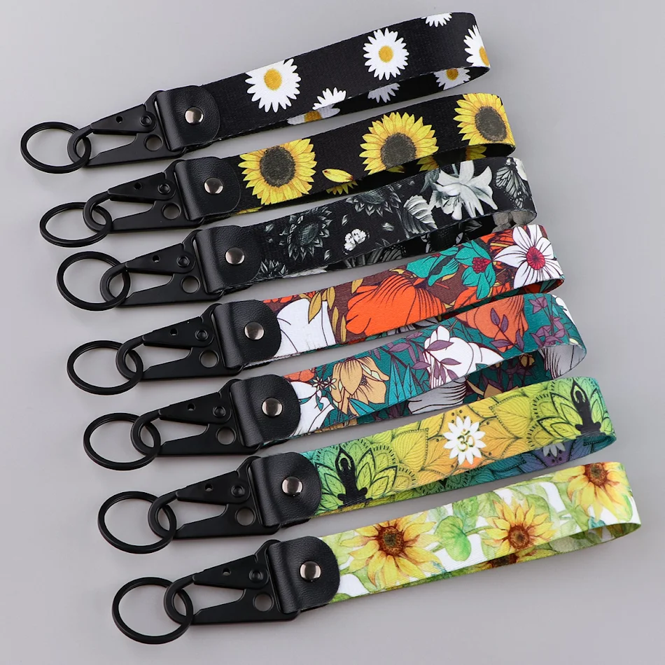 Cherry Blossom Leather Metal Keychains