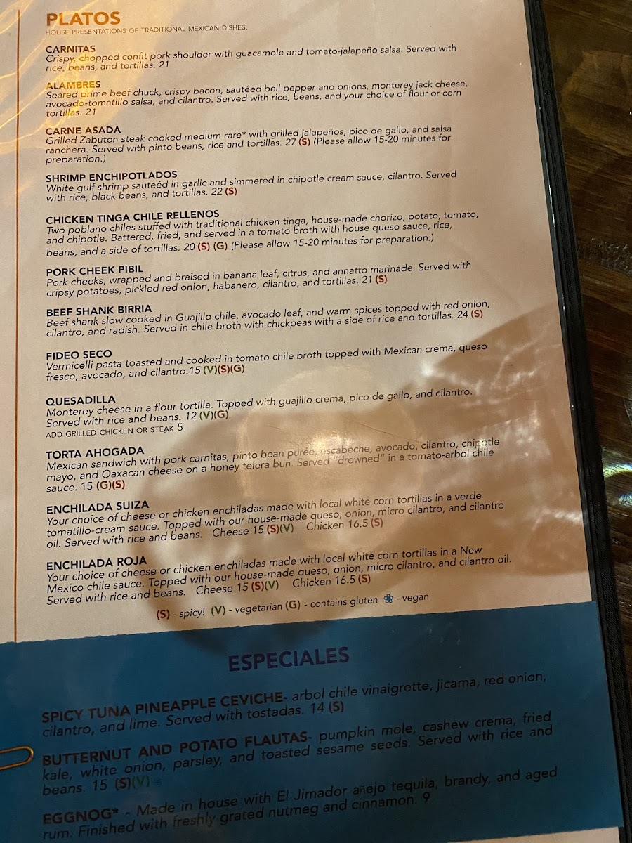 Poquitos gluten-free menu