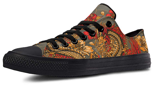 Title 3, Fashion Print Couple Low-Top Canvas Shoes. Styl...