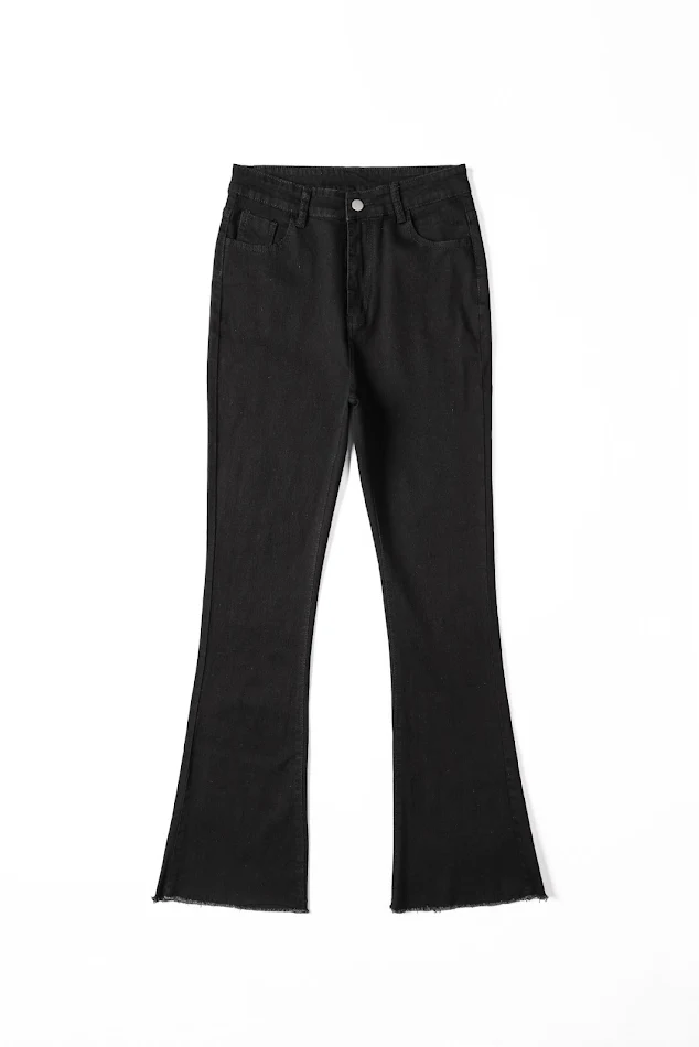 Weila Denim Peach Pants Retro Mopping Big Flared Trousers, comfortable and stylish vintage trousers for everyday wear.