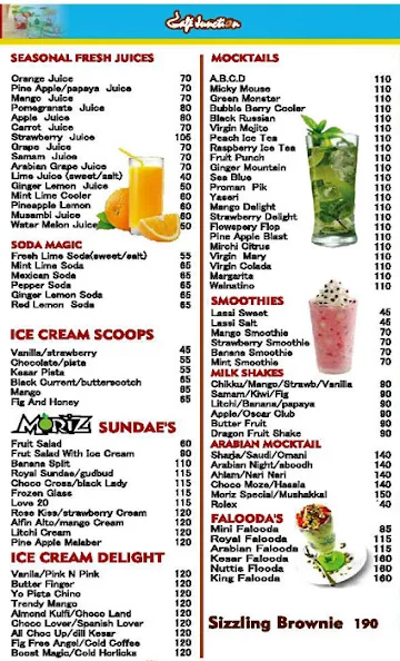 Moriz Restaurant menu 