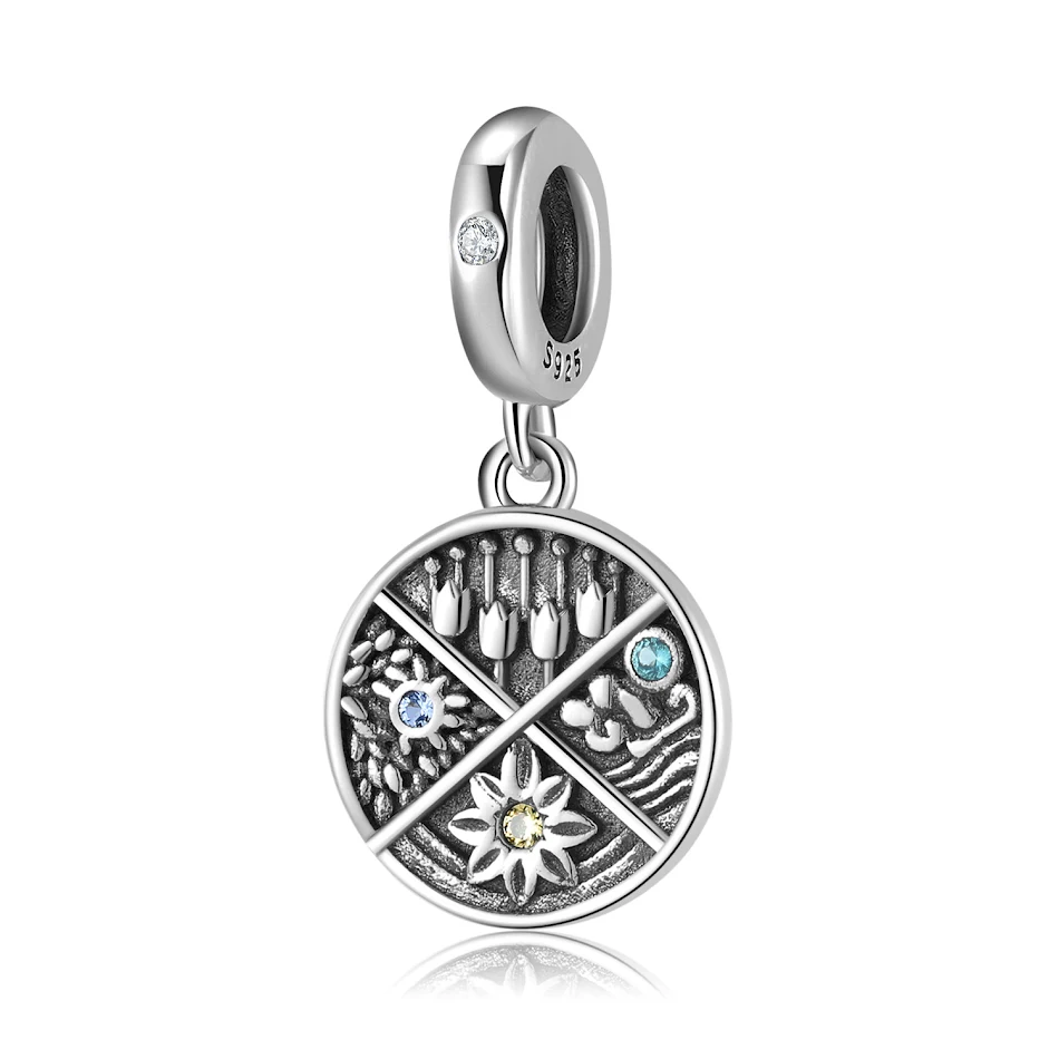 Ciondolo in Argento Sterling S925 con Motivo Floreale, per Donna, DIY per Bracciale e Collana, Gioiello Elegante, Idea Regalo
