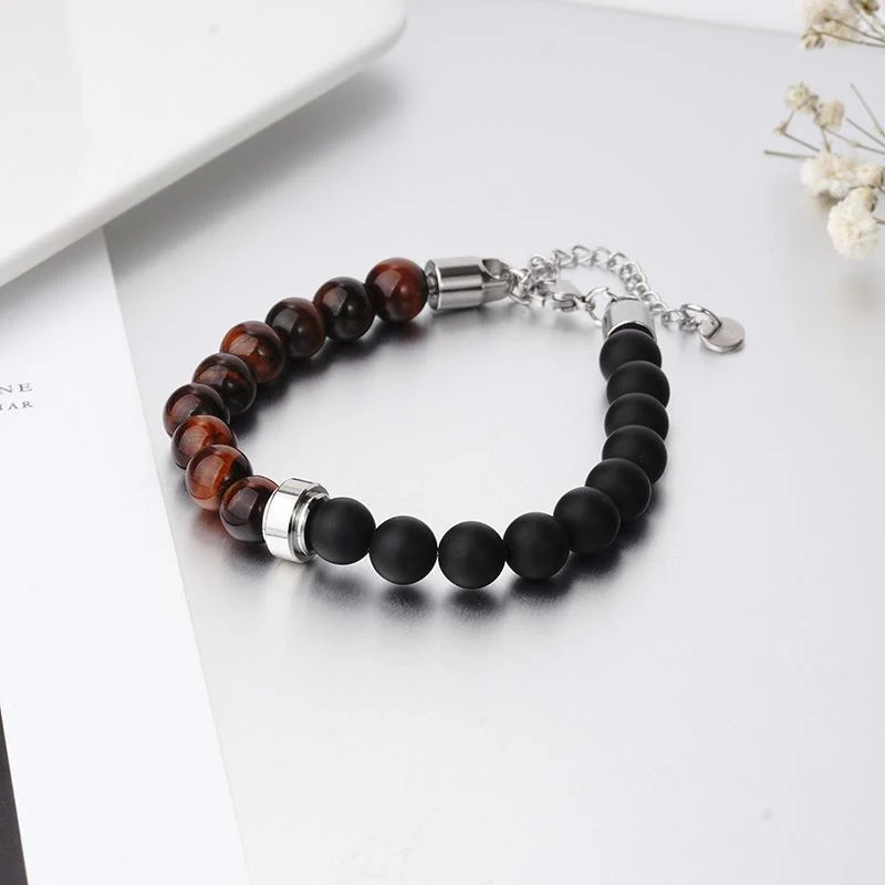 Punk Armband Heren Dames Natuursteen Tijger Rvs Bangle Stoer Sieraad voor een Opvallende en Unieke Look, Geschikt voor Elke Gelegenheid