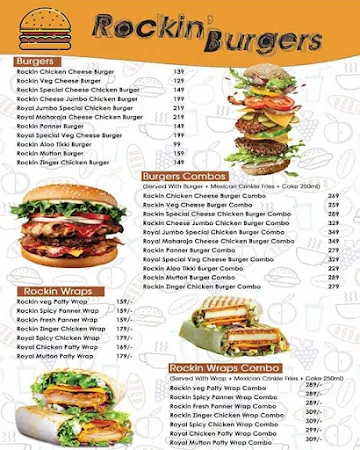 Rockin Burgers menu 