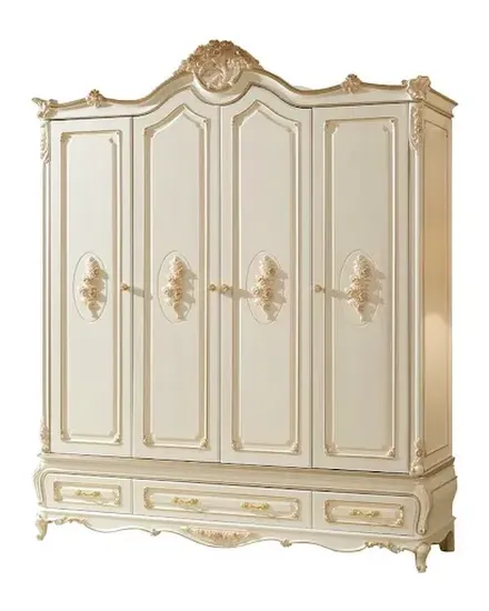 French court style four door wardrobe solid wood European... - 2