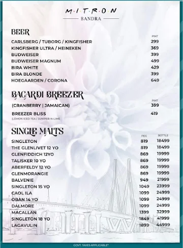 Mitron Bar & Cafe menu 