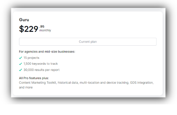 SEMrush Guru plan