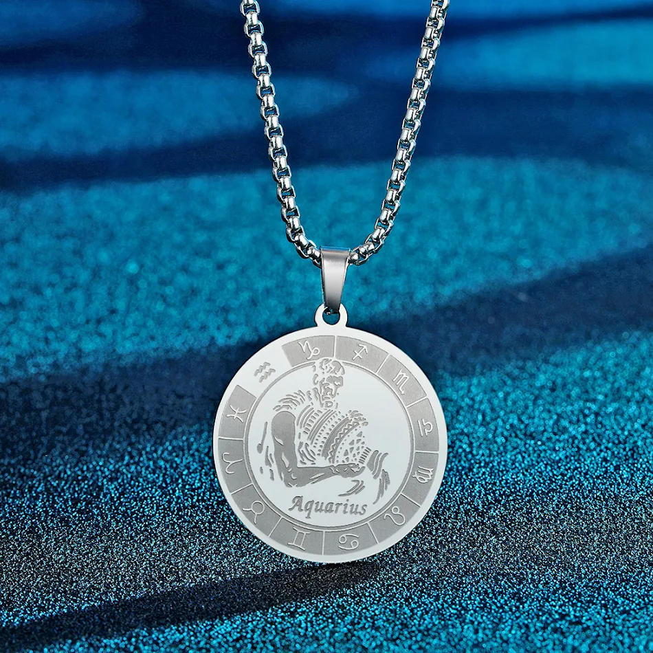 Collana con Pendente Costellazione Acciaio Inox Medaglia Oro Gioiello Personalizzato Regalo Significativo per Lei Ciondolo Celeste