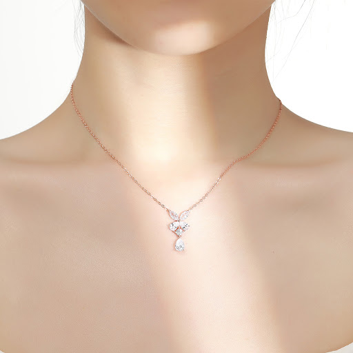 Title 6, Womens Sterling Silver Necklace with Zircon De...