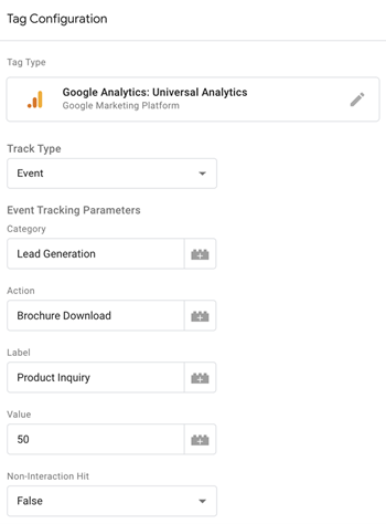 Тег события UA в Google Менеджере тегов