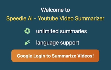Speedie AI - Youtube Video Summary expert small promo image