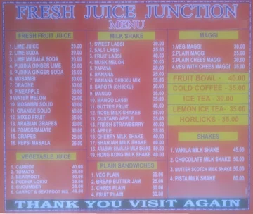 Fresh Juice Junction menu 