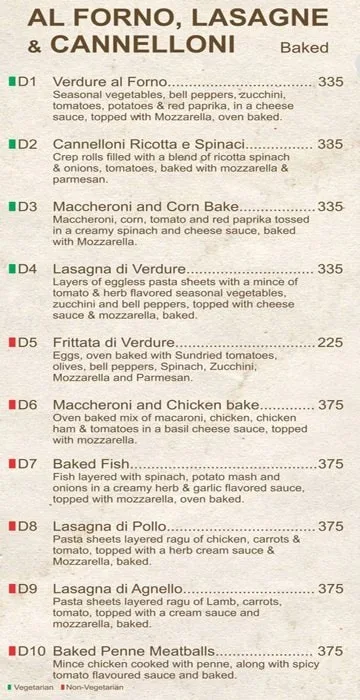 Th Pasta bar Veneto menu 
