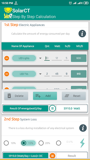 Screenshot SolarCT - Solar PV Calculator