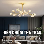 Đèn Chùm Led Thả Trần Trang Trí Phòng Bếp, Cửa Hàng, 15 - 12 Bóng , Đèn Thả Trần Vintage Pha Lê