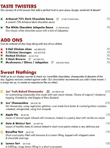 Jus' Trufs - Chocolate Shop & Cafe menu 