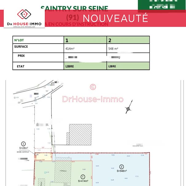 Vente terrain  548 m² à Saintry-sur-Seine (91250), 198 000 €