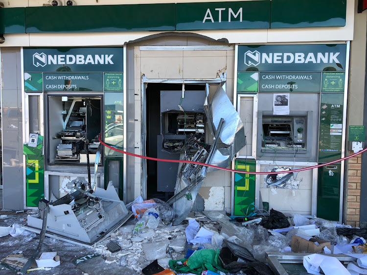 A destroyed Nedbank ATM at Diepkloof Mall in Soweto. The Banking Association SA said more than 1,400 ATMs and 269 bank branches were vandalised or destroyed in the unrest last month.