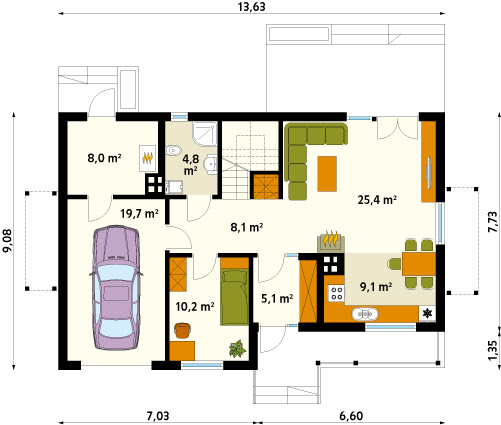 Wiśnia dr-ST - Rzut parteru