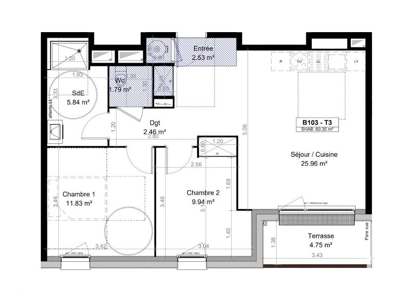 Vente appartement 3 pièces 60 m² à Carpiquet (14650), 231 000 €