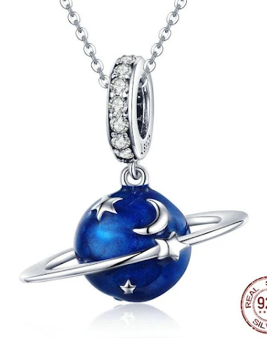 Modni plavi planet 925 srebrni priv - 0