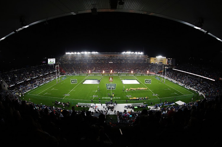 General view as the All Blacks run out to the field during The Rugby Championship and Bledisloe Cup Test match between the New Zealand All Blacks and the Australian Wallabies at Eden Park on August 17, 2019 in Auckland, New Zealand.