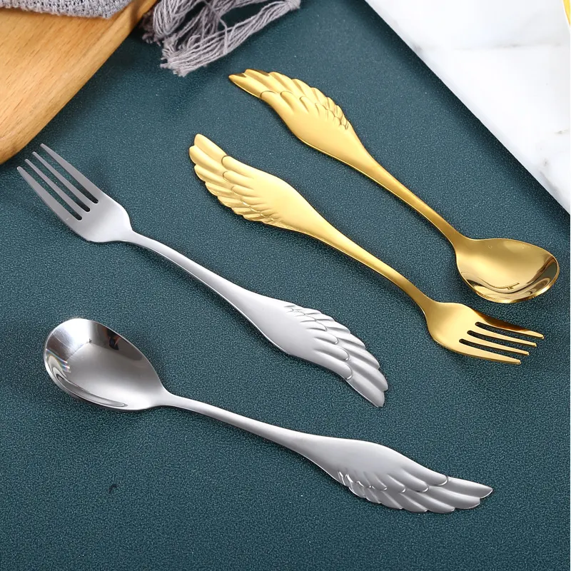 Cuchara Ala Creativa Acero Inoxidable Utensilios de Mesa Elegante Perfecta para Cafés, Postres y Más Diseño Moderno y Duradero Ideal para Regalo