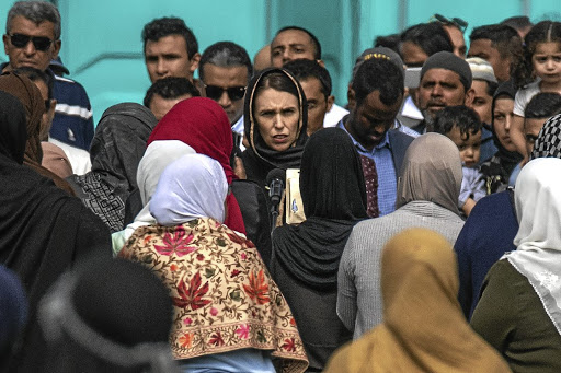 New Zealand Prime Minister Jacinda Ardern arrives to attend islamic prayers near Al Noor mosque in Christchurch, after 50 people were killed during a terrorist attack last month./ Carl Court/ Getty Images