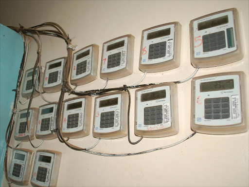 Kenya Power prepaid meters in a flat in Nairobi.