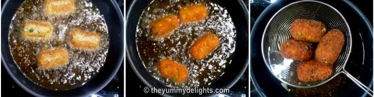 fry prepared veg nuggets in hot oil