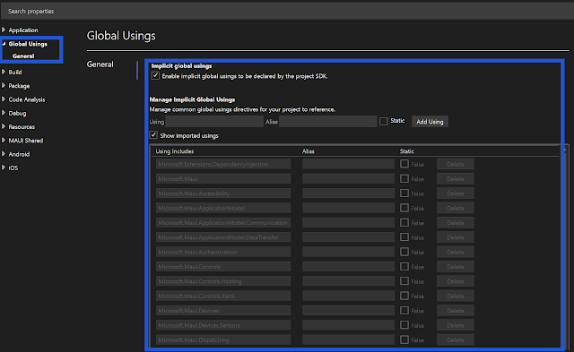 UI for Global Namespace in VS 2022