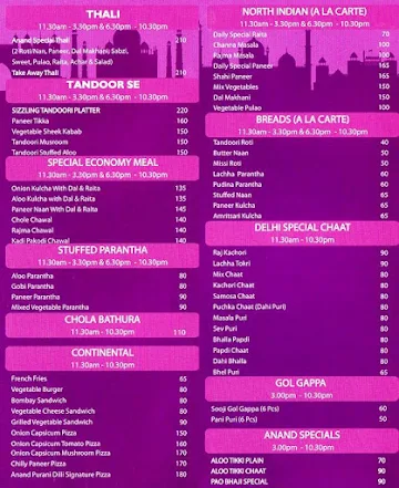 Anand Sweets And Savouries menu 