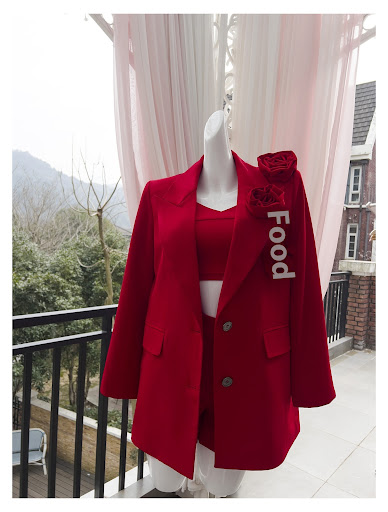 Title 24, Red Lapel Loose Long Sleeve Straight Suit Coat ...