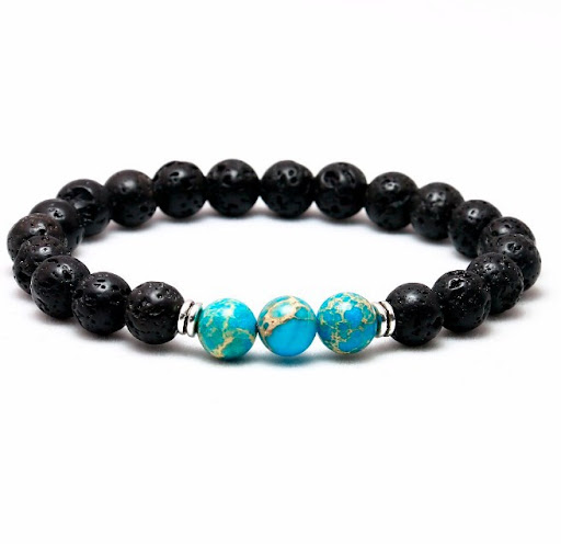 Title 4, DIY 8mm Volcanic Rock Yoga Bracelet for balance...