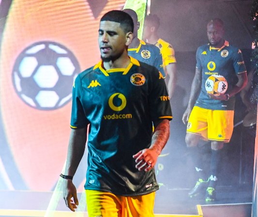 Kaizer Chiefs captain Keagan Dolly in new Kappa Kit during the Kaizer Chiefs kit launch at The Galleria on July 25, 2023.