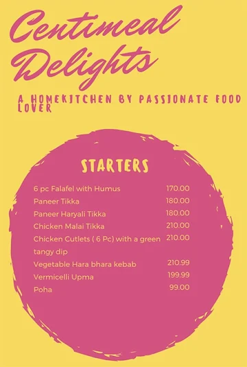 Centimeal Delights menu 